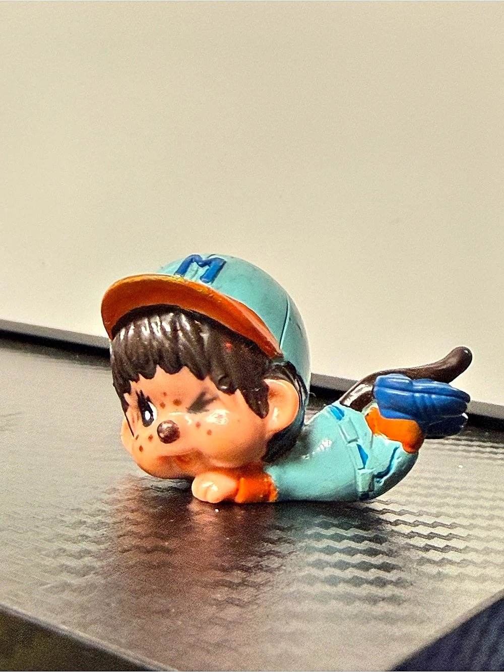 Sekiguchi Monchhichi Baseball Player PVC Figurine Blue & Orange